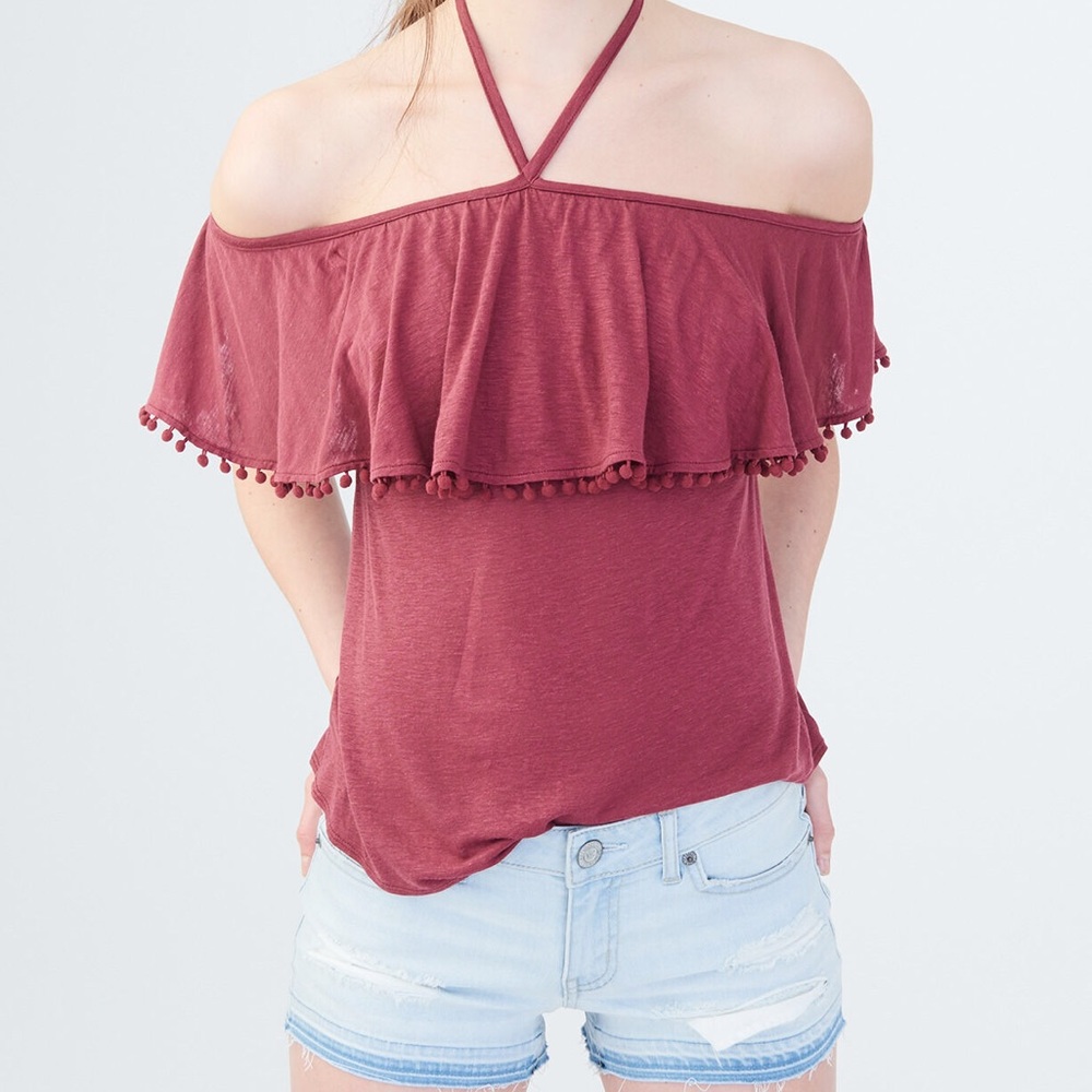 Aeropostale Mauve PomPom Top